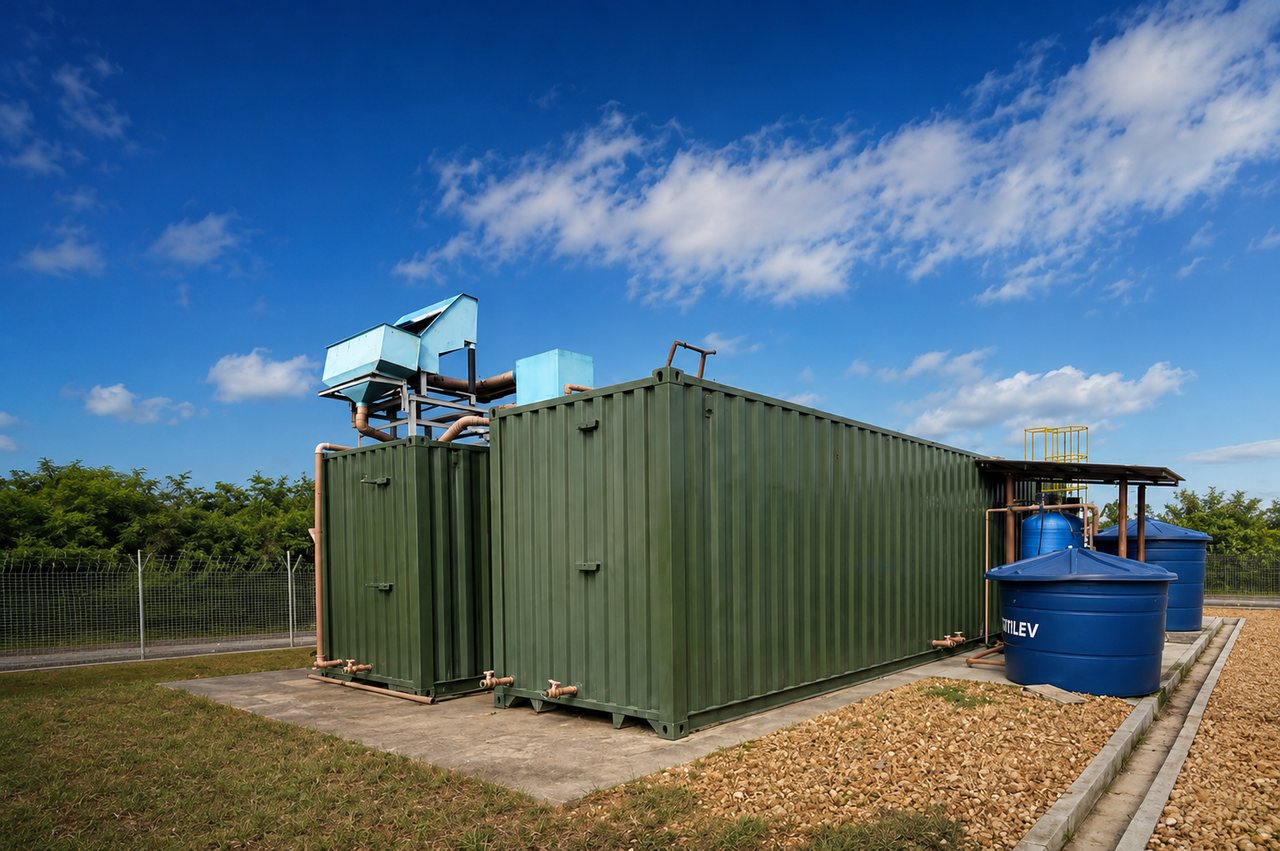 ETE containerizada BioFractal instalada em campo